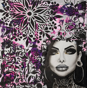 40x40 cm, Airbrush, Acryl, Strukturpaste, 2 Glitzersteine, Bildnummer 87