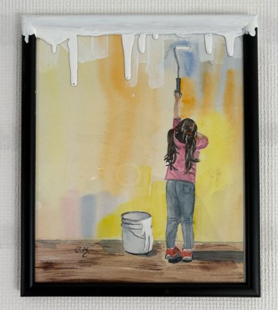 Bildnummer 47: Aquarell, ein wenig Acryl, 32 ✕ 25 cm (inkl. Rahmen)