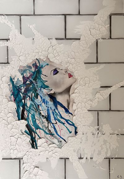 Bildnummer 26: Airbrush, Acryl, Marmormehl, 70 ✕ 100 cm