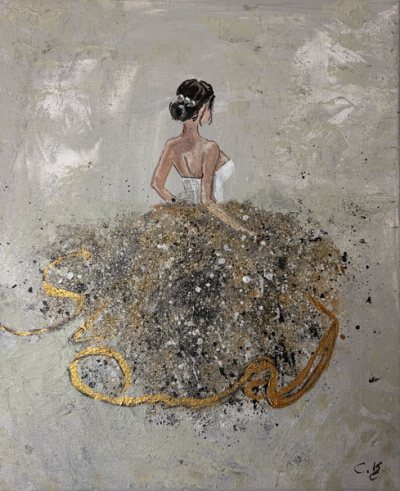 Bildnummer 95: Acryl, Strukturpaste, Glitzersteine, 24 ✕ 30 cm