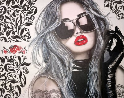 Bildnummer 106: Airbrush, Acryl, Strukturpaste, 40 ✕ 50 cm