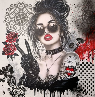 Bildnummer 105: Airbrush, Acryl, Strukturpaste, 40 ✕ 40 cm