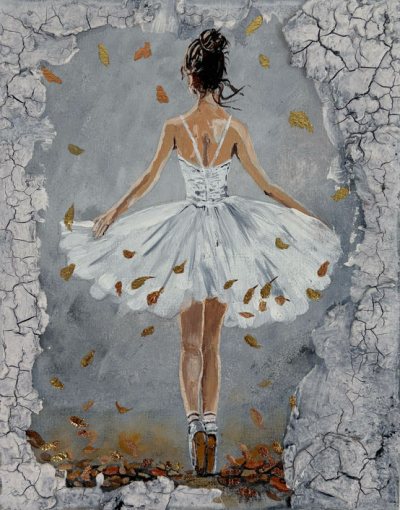 Bildnummer 10: Acryl, Marmormehl, Blattgold und Blattbronze (künstlich), 24 ✕ 30 cm