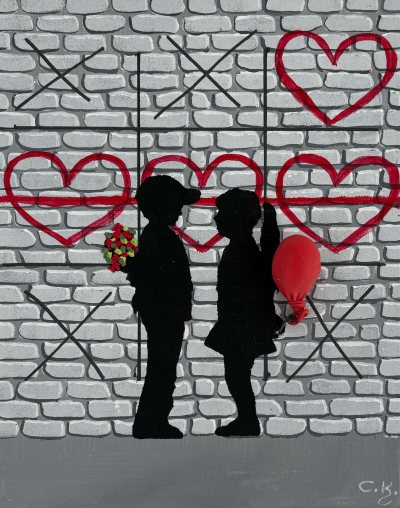 Bildnummer 19: Acryl, Strukturpaste, Ballon, 24 ✕ 30 cm