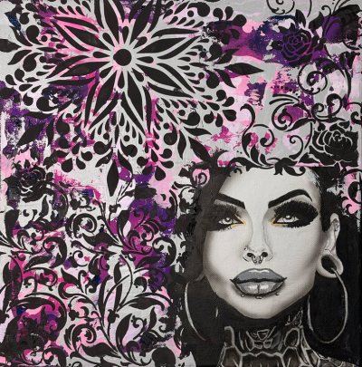 Bildnummer 87: Airbrush, Acryl, Strukturpaste, 40 ✕ 40 cm