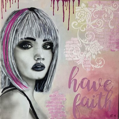 Bild Nr. 123: Airbrush, Acryl, Strukturpaste, 40 x 40 cm