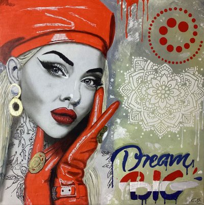 Bild Nr: 132: Airbrush, Acryl, Strukturpaste, Blattgold (künstlich), 