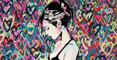 Bildnummer 44: 3D-Rahmen, Neonfarben, Acryl, Glitzerstein, 50 ✕ 100 cm