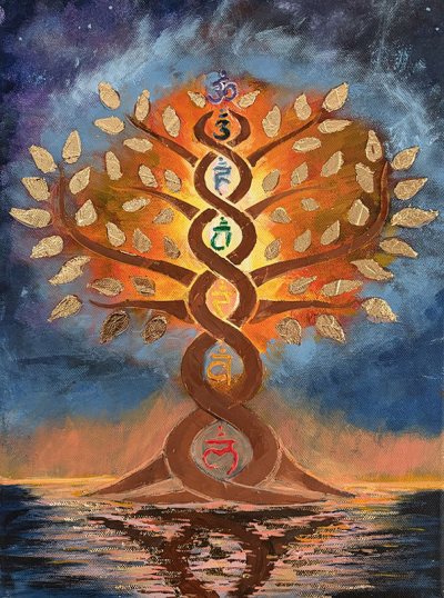 Bildnummer 72: Acryl, Strukturpaste, Blattgold (künstlich), 40 ✕ 30 cm