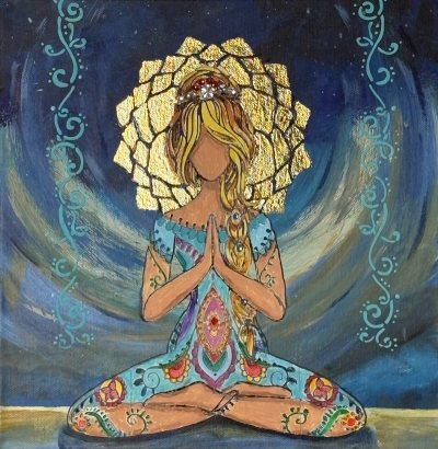 Bildnummer 70: 3D-Rahmen, Acryl, Strukturpaste, Blattgold (künstlich), Glitzersteine, 30 ✕ 30 cm