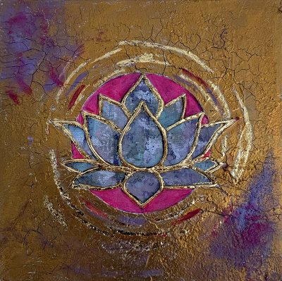 Bildnummer 68: Acryl, Marmormehl, Blattgold (künstlich), 30 ✕ 30 cm