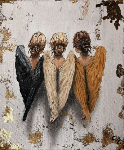 Bildnummer 98: Acryl, Strukturpaste, Blattgold (künstlich), 25 ✕ 30 cm